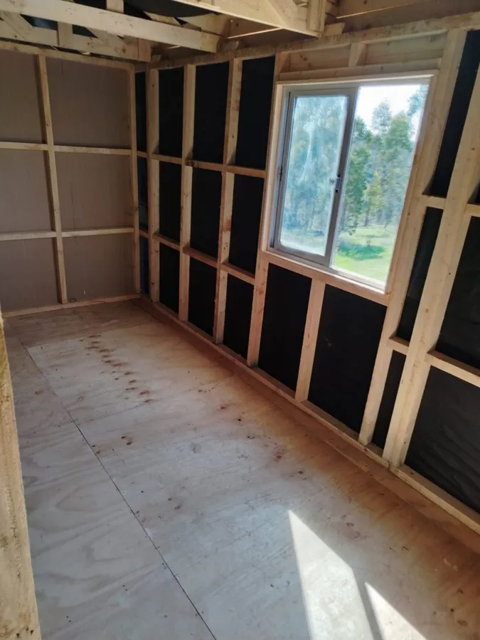 Casa en construcción, estructura de madera