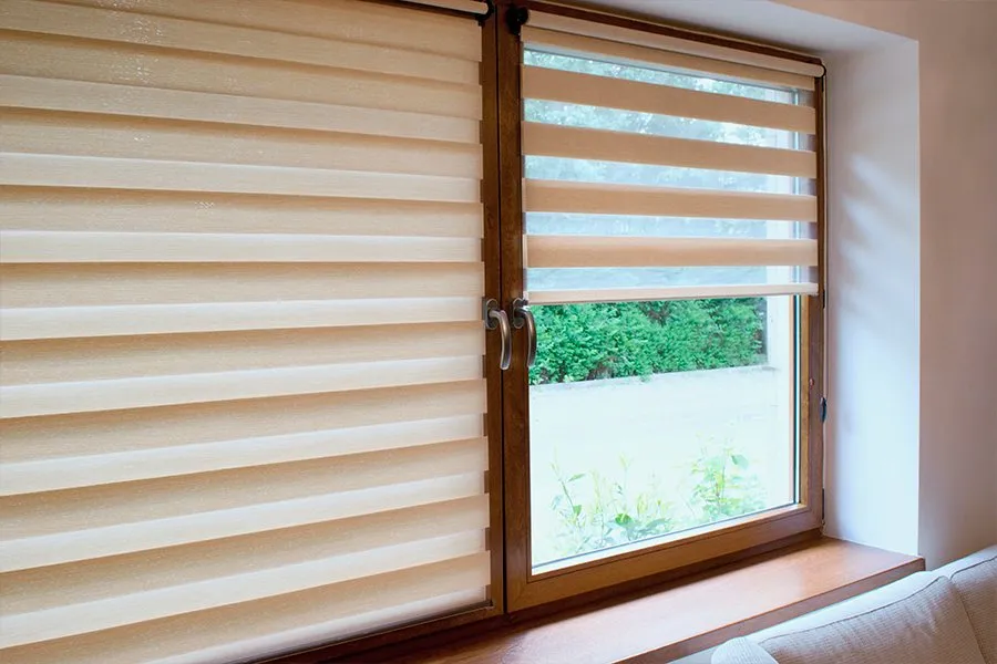 Persianas dúo de tela en una ventana